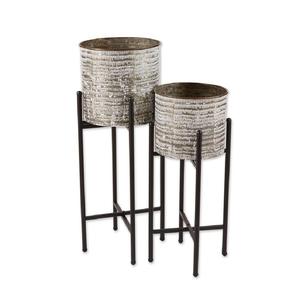 Nouveauté : Jardinière galvanisée pour la maison, l'hôtel, le bureau, le jardin. Ensemble de 2 jardinières galvanisées pour la décoration du sol et l'utilisation en jardin. - Product Image 4