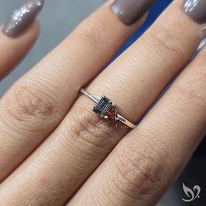 Green <b>Emerald</b> and Pear Cut Lab Grown Diamond Toi et Moi <b>Ring</b> Two Stone Engagement <b>Ring</b> Sterling <b>Silver</b> 925 Ready to Ship - Product Image 4