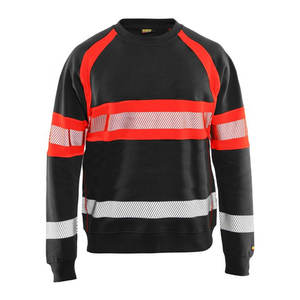 Chemises de sécurité haute visibilité à manches longues noires/rouges, sweat-shirt réfléchissant haute visibilité à manches longues - Product Image 1