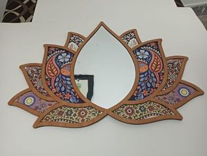 Espejo de Pared Decorativo Grande de Madera con Diseño de Loto Bohemio y Panel Floral para Decoración del Hogar, Dormitorio, Baño, Entrada, Ramadán, Eid - Product Image 4