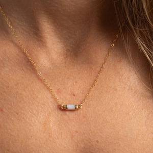 Pendentif élégant en argent 925 avec pierre naturelle, chaîne fine en or, bijoux vintage, cadeau pour femme, sœur, petite amie - Product Image 6
