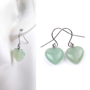 Boucles d'oreilles pendantes en alliage de zinc plaqué argent avec quartz rose en forme de cœur, bijoux romantiques pour femmes, cadeau, style fête - Product Image 2