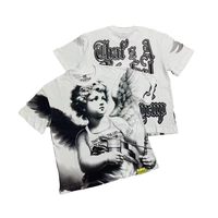 T-shirts pour hommes Cupid Tattoo Hip Hop Streetwear en coton 100% peigné, écologique, personnalisable OEM, 300 g/m², motif 'THAT'S AWFUL LOT COUGH SYRUP'