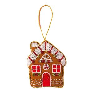 Christmas Wreath Ornament Beaded Green With <b>Red</b> <b>Bow</b> And Stars Hanging Decoration - Product Image 2