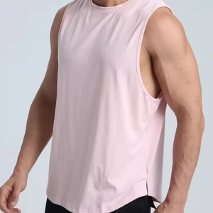 Camiseta sin mangas de punto para hombre, color sólido, cuello redondo, estilo casual, color canela con ribete oscuro - Product Image 6