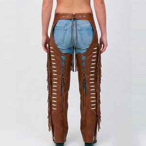 Suede Leather Made <b>Chaps</b> Stylish Fringes Design Multi Pockets Custom Made Adult Size Horse <b>Riding</b> <b>Chaps</b> - Product Image 6