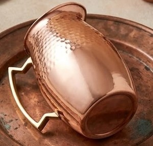 Pichet en cuivre double texture de qualité supérieure, sans produits chimiques, certifié qualité alimentaire, pot en cuivre pur à motifs fins - Product Image 4