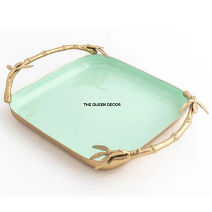 Bandeja Cuadrada para Servir, Venta Directa de Fábrica, Color Verde Esmaltado Creativo, Diseños Personalizados, Hierro Metálico - Product Image 2