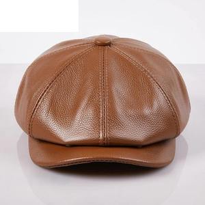 Nuevo Sombrero Boina de Cuero Genuino Unisex, Gorra Newsboy de 8 Paneles para Hombre y Mujer, Gorra Baker Boy Vintage Suave con Visera - Product Image 4