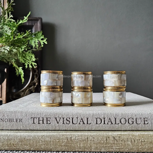 Rond de serviette en laiton plaqué or fabriqué à la main élégant décor de table en nacre pour accessoire de fête à manger par Falak World Export - Product Image 4