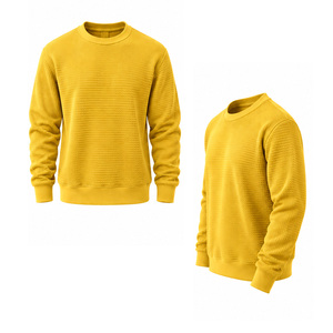 Sweat-shirt en tricot gaufré surdimensionné pour hommes, streetwear décontracté, vente en gros - Product Image 5