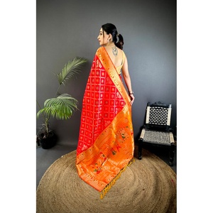 Banarasi Silk Patola Saree-Designer Silk Scarves & <b>Shawls</b> - Product Image 5