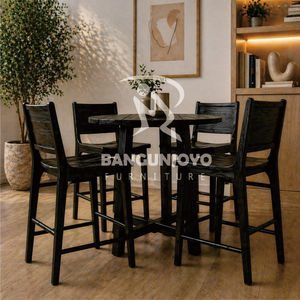 Juego de Mesa y Sillas de Bar de Madera de Teca Sólida Rectangular, Diseño Moderno y Ecológico para Hogar, Bar y Cafetería - Product Image 1