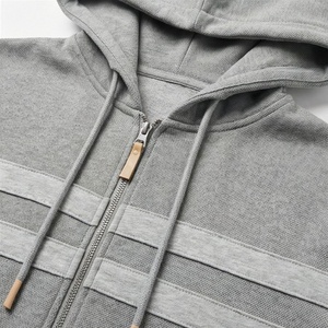 Men's Gray Hooded Tracksuit <b>Full</b> <b>Zip</b> <b>Sweatshirt</b> With Side Pockets And Matching Pants Casual Autumn Wear 100% Cotton Regular Fit - Product Image 4