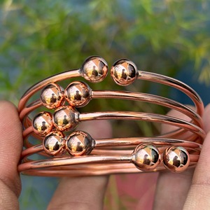 Bold Copper Fashion Bangles for Men & Women Accessory for Classic Outfit Styling Rose Gold Plated Copper Alloy Bangles With <b>Ball</b> - Product Image 3