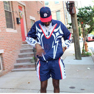 OEM <b>Wind</b> <b>Breaker</b> Plus Size Sets Windproof Men Polyester Nylon Windbreaker Short Tracksuit Zipper Jackets and Shorts 2 Pcs Set - Product Image 4