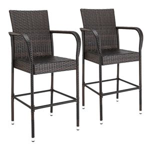 2 pz. Sgabello da Bar Moderno Marrone Sfumato con Struttura in Metallo Stabile, Seduta in Ferro e Pelle Sintetica per Cucina e Ristorante - Product Image 1