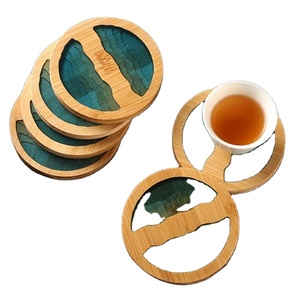 ARTISANS Ensemble de sous-verres en résine époxy de qualité avec effet océan Dessous de verre décoratifs carrés ronds en résine époxy par Craftsy Hom - Product Image 1