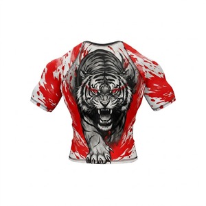 Rashguard à manches courtes pour homme, impression par sublimation, motif guerrier tigre, séchage rapide, polyester, vêtements d'entraînement - Product Image 5