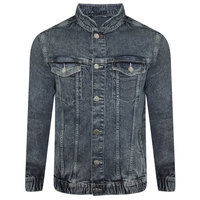 Veste en jean personnalisée pour homme, bleu délavé, manches longues, boutonnée, décontractée, coupe classique, effet stonewashed, motif uni, OEM