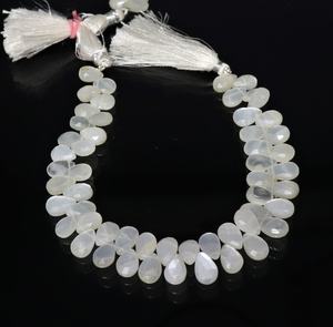 Perles de pierre de lune blanche naturelle facettées en forme de poire AAA 8x11 MM, perles de pierre de lune en gemme, brin de 8 pouces, perles de pierre de lune blanche en forme de poire - Product Image 3