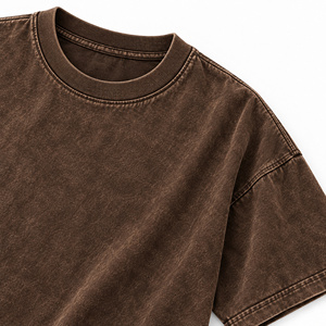 T-shirt Homme Oversize Vintage Délavé Orange Rouille à Manches Courtes, Style Décontracté Streetwear, Uni, Col Rond - Product Image 5