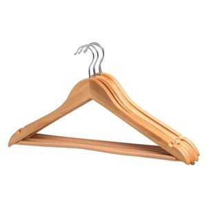 Cintres en bois durables avec crochet, double niveau sculpté, pour placard, salle de bain, magasin de vêtements - Product Image 3