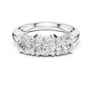 Anillo de Compromiso y Boda de Tres Piedras con Diamante Cultivado en Laboratorio, Corte Brillante Redondo, Oro Sólido de 14K, HPHT CVD - Product Image 6