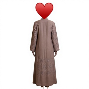 Magnifique robe de soirée en satin avec broderie avant, arrière et latérale, travail de diamants, burqa, robe musulmane, foulard islamique, dupatta, coupe droite - Product Image 2