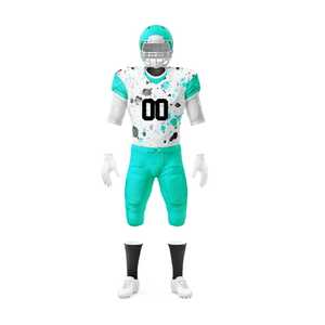 Uniforme de Fútbol Americano Personalizado para Hombre, Jersey Blanco y Verde Azulado, Manga Corta, Transpirable, que Absorbe la Humedad, Ajuste Atlético para Todas las Temporadas - Product Image 1