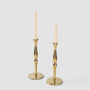 Candelabro de Metal Dorado Pulido - Elegantes Portavelas con Base Curva para Decoración de Mesa de Comedor - Product Image 2