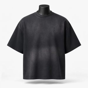 Oversize Cropped Blank T-Shirt Men Essential Acid Washed <b>Plain</b> <b>Black</b> Summer Streetwear Cotton Custom Logo <b>Tshirt</b> - Product Image 1