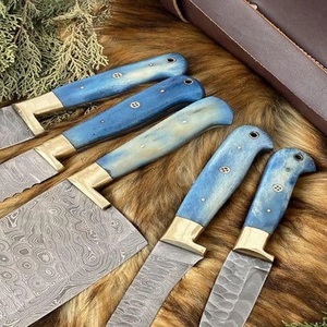 Handmade 67-Layer Damascus Steel Five-Piece Kitchen Chef <b>Knife</b> <b>Set</b> Ambidextrous Blue Resin Handles Durable Eco-Friendly <b>Knife</b> - Product Image 3