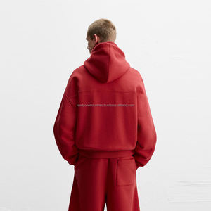 Alta calidad 300 Gsm Sudadera con capucha de gran tamaño en blanco Sudadera con capucha corta Streetwear Boxy Plain Hombres Sudadera con capucha - Product Image 6