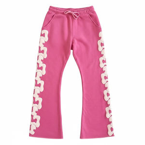 Pantalón personalizado con estampado puff, 100% algodón, de alta densidad, de pierna ancha, para ropa casual y streetwear, unisex. - Product Image 1