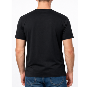 Camiseta Negra para Hombre OEM |   Impresión gráfica minimalista de líneas horizontales |   Camiseta premium de manga corta estilo streetwear - Product Image 3