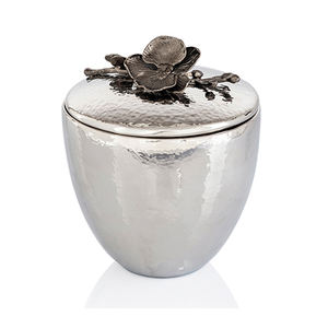 Cubo de Hielo de Lujo de Acero Inoxidable Martillado Plateado con Tapa de Orquídea, Enfriador Decorativo de Vino y Champaña para Bar, Fiesta, Hotel - Product Image 1