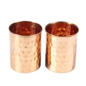 Juego de Vasos de Cobre Puro Martillado de la Mejor Calidad, 2 Vasos Hechos a Mano, Ecológicos, para Bodas, Hogar, Hotel, Restaurante, en Oferta - Product Image 1