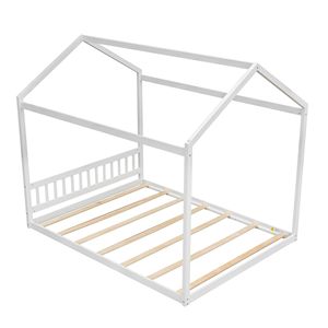 Letto a casetta in legno bianco Queen Size con testiera per la cameretta dei bambini - Product Image 6