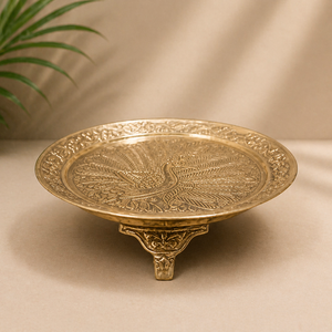SHREE RADHEY Support de bol de service en laiton artisanal de luxe, motif paon, pour centre de table de mariage traditionnel, décoration de maison et d'hôtel - Product Image 2