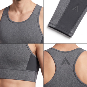 Ensemble de vêtements de sport compressifs pour hommes en polyester recyclé, soutien-gorge long et collants, tenue de sport pour la gym, personnalisable OEM - Product Image 4