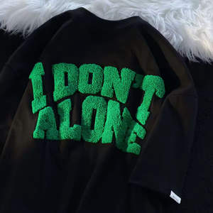 T-shirts pour hommes en broderie chenille, design personnalisé, impression flocage lettres, broderie brosse à dents, t-shirts brodés - Product Image 5