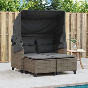 Canapé de jardin 2 places en rotin PE gris et acier thermolaqué pour espaces extérieurs - Product Image 3
