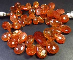 Perles de pierres précieuses naturelles africaines de haute qualité, en pierre de soleil orange scintillante, taille poire à facettes, qualité supérieure, 7-19 mm, brin de 8 pouces, pour bijoux - Product Image 4