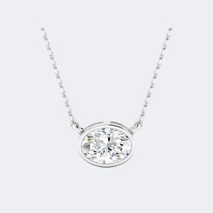 Collar Solitario con Diamante de Corte Brillante de 0.50CTW, Engastado en Bisel, Chapado en Oro de 9K, Color E, Cultivado en Laboratorio, Certificado IGI, de Lujo, de OBERON JEWELS - Product Image 2