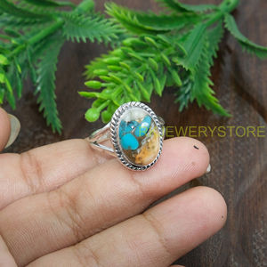 Anillo de Plata de Ley 925 con Gema de Turquesa de Ostra Espinosa Naranja, Diseño Hecho a Mano, Anillo de Promesa, Anillo Boho, Joyería de Turquesa - Product Image 5
