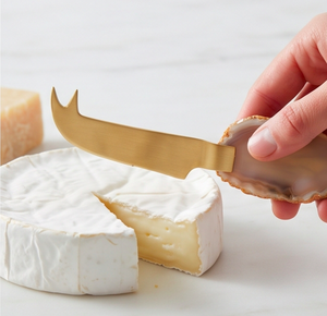 Ensemble de 3 couteaux à fromage, lames en acier inoxydable doré, manches en pierre, outils à fromage, spatule pour usage en cuisine - Product Image 3