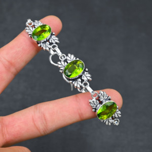 Women's <b>Bracelet</b> Green Peridot <b>Gemstone</b> Birthstone Christmas Engagement Handmade Jewelry 925 Sterling Silver <b>Bracelet</b> - Product Image 4