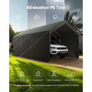 Couverture de voiture blanche d'auvent de carport extérieur robuste de 12x20FT avec abri de parois latérales pour voitures - Product Image 6