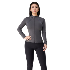 Women Zipper Stand Collar Sports Outdoor Running <b>Yoga</b> Long Sleeves <b>Jacket</b> Slim Fit <b>Yoga</b> <b>Jacket</b> - Product Image 6